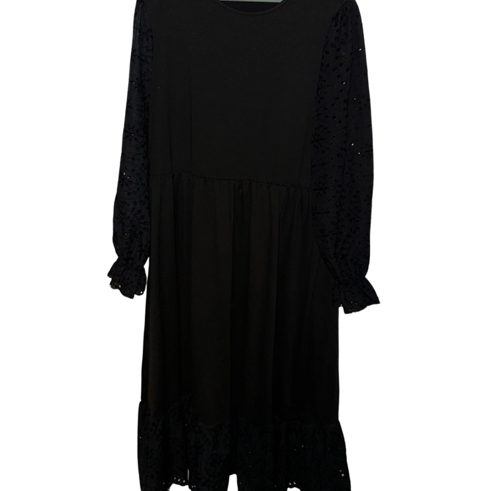 SHEIN Plus Eyelet Embroidery Flounce Sleeve Ruffle Hem Dress 4X